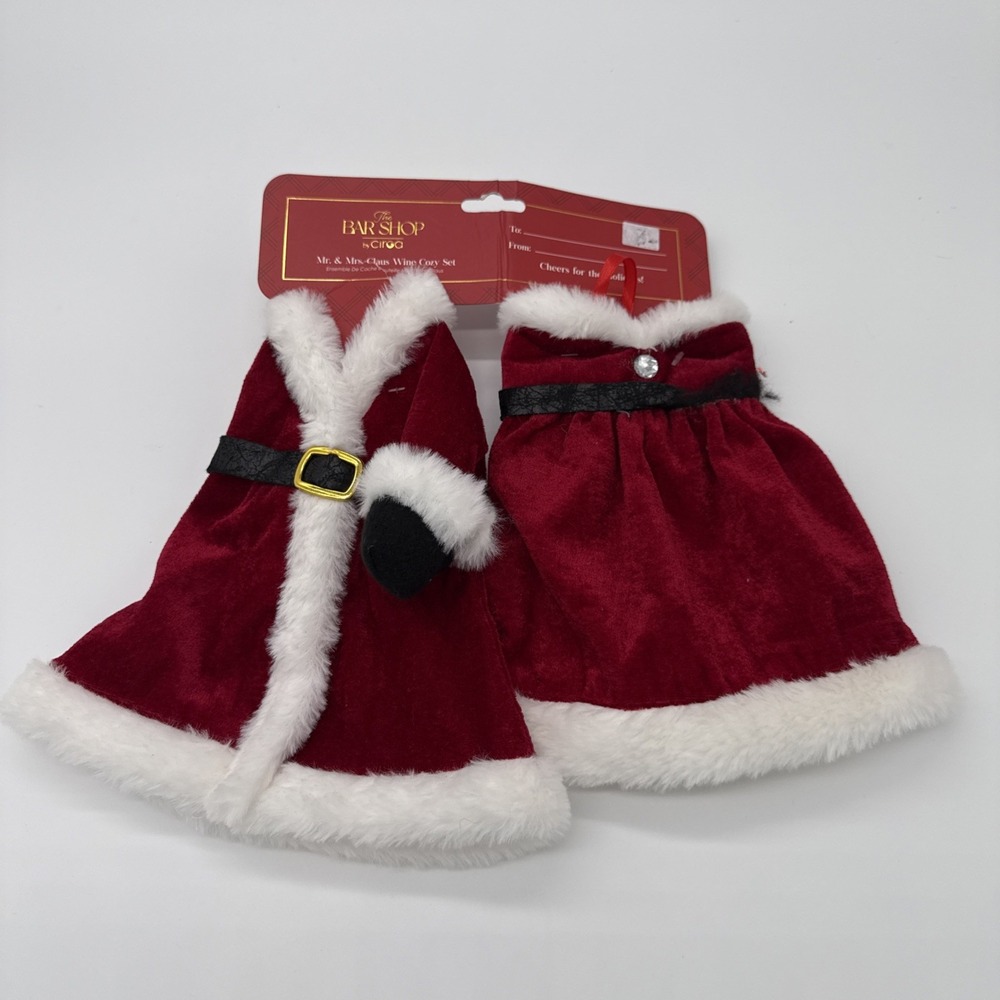 Christmas Santa Dress Bottle Covers 1 Set (2 pcs) Festive Bottle Decor New